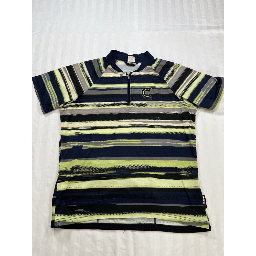 Vtg CANNONDALE Polartec Cycling Jersey XL Mountain Print 1/4 Zip Wrench Pull USA